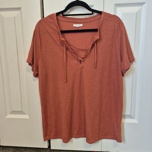 Maurices Orange Relaxed Tie Front T-Shirt